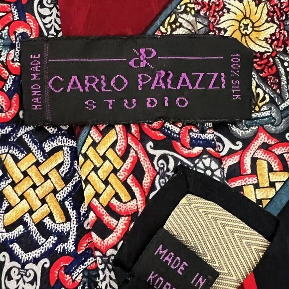 Carlo Palazzi Studio Mens Silk Tie Navy Blue Multicolor Handmade in Korea - Picture 7 of 7